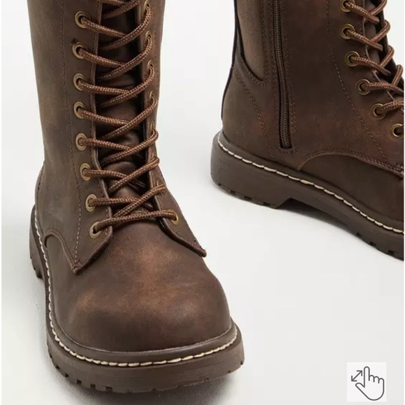 Torrid Brown Lace-Up Knee-High Combat Boots - Picture 3 of 5